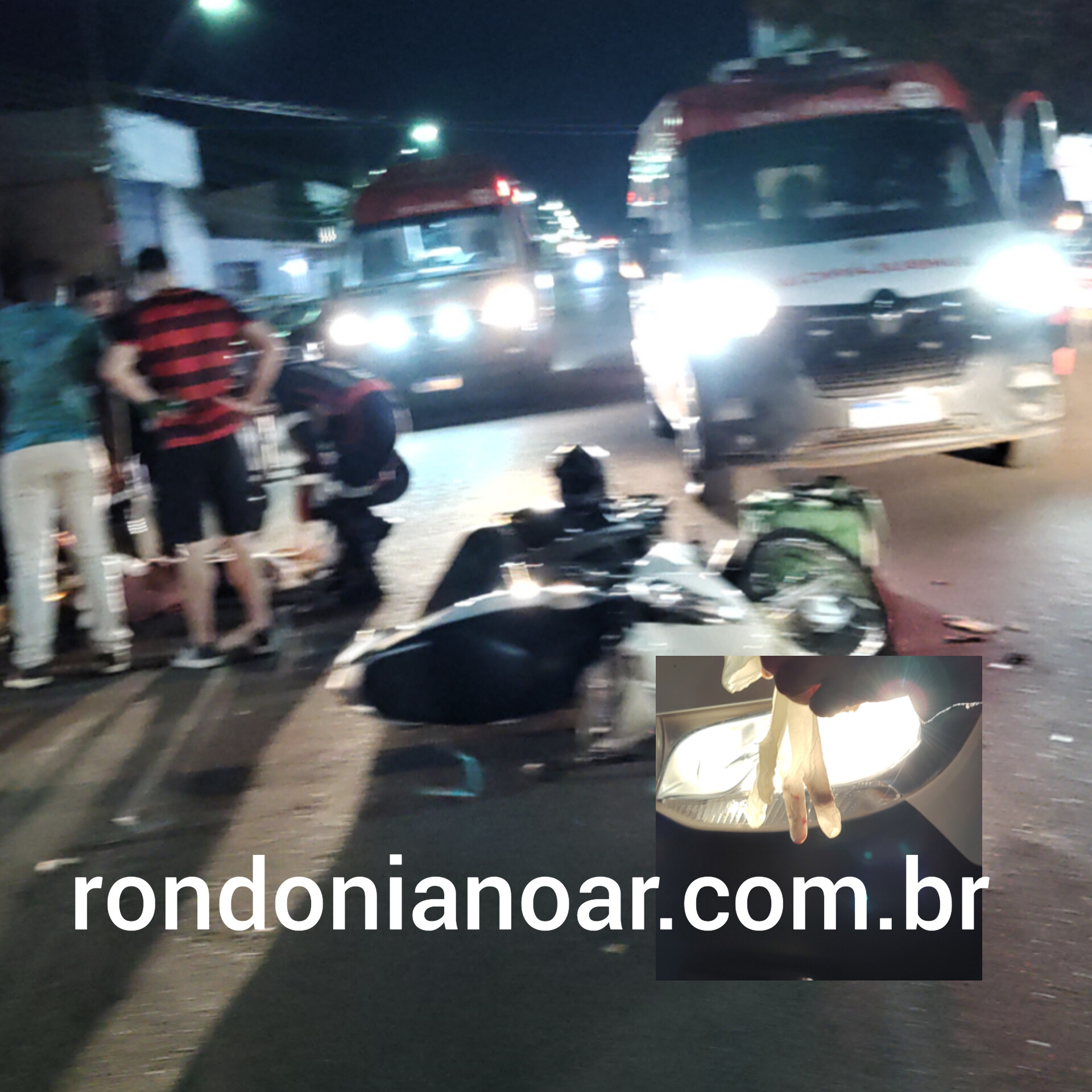 Grave acidente: Mãe perde os dedos do pé em acidente envolvendo duas motocicletas e uma camionete.