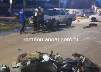 Motociclista colidiu com camionete