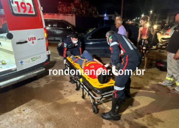 Mulher é socorrida após acidente de trânsito