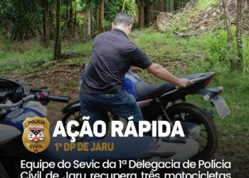 Sevic da 1ª Delegacia de Polícia Civil de Jaru recupera três motocicletas furtadas de concessionária