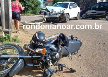 Grave acidente de trânsito deixa motociclista com corte profundo no pé