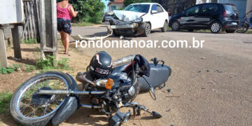 Grave acidente de trânsito deixa motociclista com corte profundo no pé