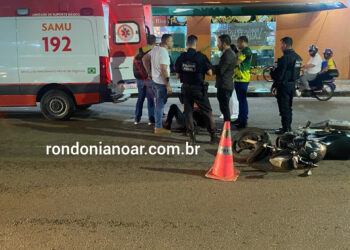Motociclista é socorrido após perder o controle da moto