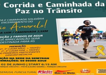 Inscrições para a 1ª Corrida e Caminhada da Paz no Trânsito seguem até esta quarta-feira (29)