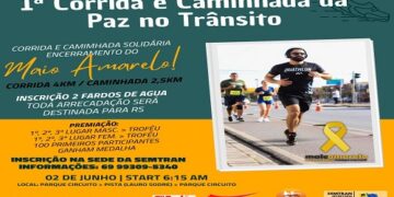 Inscrições para a 1ª Corrida e Caminhada da Paz no Trânsito seguem até esta quarta-feira (29)