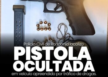 POLÍCIA CIVIL DE RONDÔNIA LOCALIZA PISTOLA OCULTADA EM VEÍCULO APREENDIDO POR TRÁFICO DE DROGAS