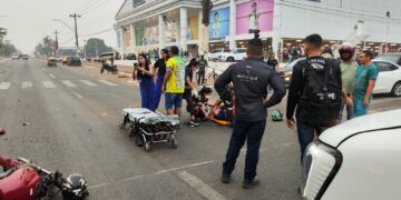 Motociclista é socorrido as pressas para o JPII