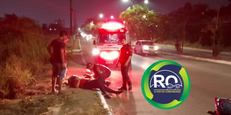 Pneu estourou é carona de moto e socorrido a UPA