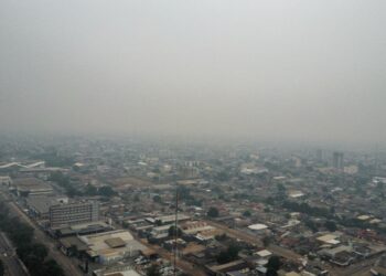 Fumaça:Visão panorâmica da cidade de Porto Velho-RO