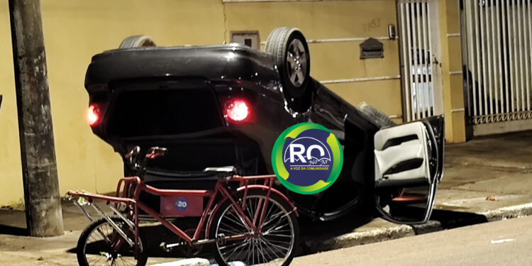 Falta de atenção motorista capota veículo – Vide