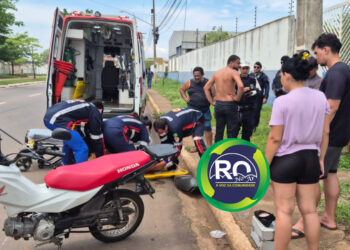 Motociclista é socorrida  para UPA após cai em via pública