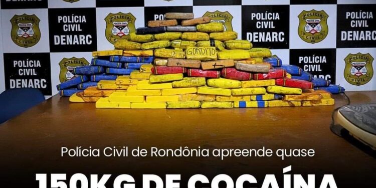 POLÍCIA CIVIL DE RONDÔNIA APREENDE QUASE 150 KG DE COCAÍNA EM OPERAÇÃO DO DENARC 