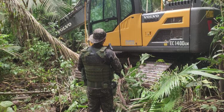 Polícia Ambiental Identifica Desmatamento Ilegal e Apreende Escavadeira em Cacaulândia!