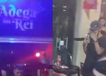 Sem calcinha, novinha sai para beber copão em adega e mostra o que não deveria durante briga por macho no AM; VEJA VIDEO