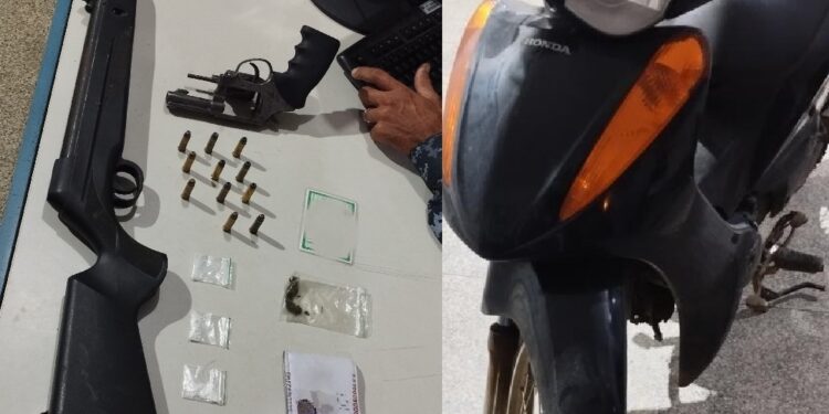 Foragido da Justiça que usava identidade falsa é preso pela PM, a ação recuperou motoneta e apreendeu arma de fogo