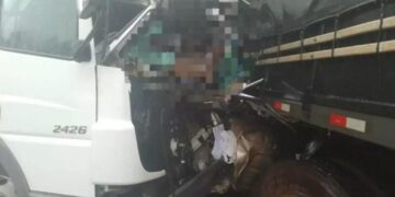 URGENTE: batida frontal de caminhões deixa motorista morto em trecho de rodovia federal entre as cidades de Vilhena e Comodoro (MT)