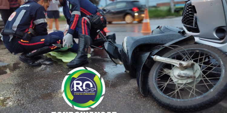 Acidente entre carro e moto deixa mulher ferida em Porto Velho