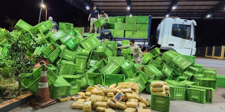 PRF apreende mais de 100 kg de skunk (supermaconha) escondidos em caminhão na BR-364, em Jataí
