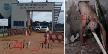 Detento tenta fugir por buraco na parede e fica entalado no presídio FOC