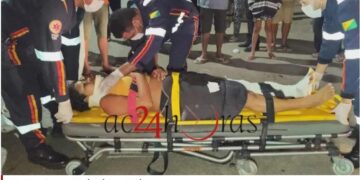 Mãe e filho de 6 anos são atropelados por motociclista em faixa de pedestre