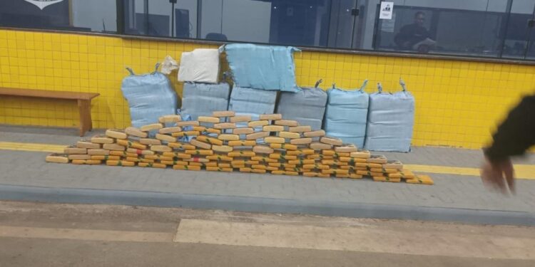 Polícia Militar prende motorista com quase meia tonelada de maconha escondida em carreta no pátio de posto em Vilhena