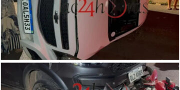 Motorista fica ferido após capotamento de veículo no bairro Manoel Julião