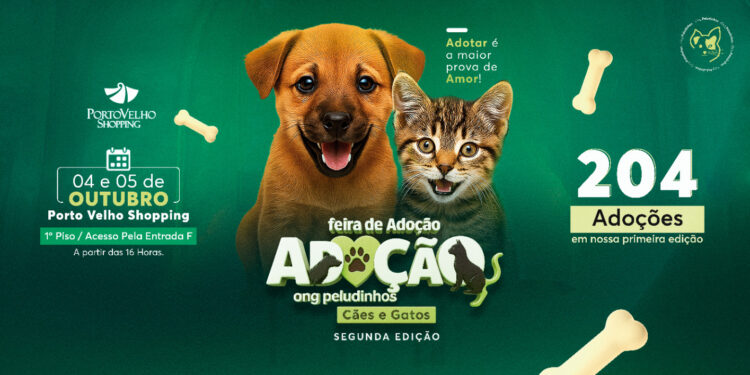 Feira de Adoção da ONG Peludinhos retorna ao Porto Velho Shopping com segunda edição