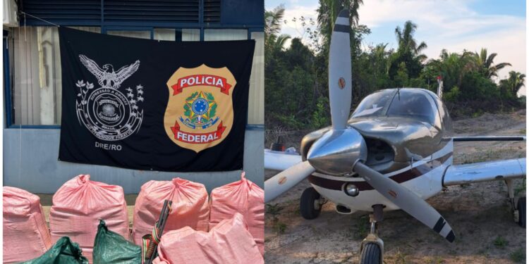 PF, em ação conjunta, apreende aeronave com cerca de meia tonelada de droga em área de mata fechada em Machadinho d’Oeste/RO