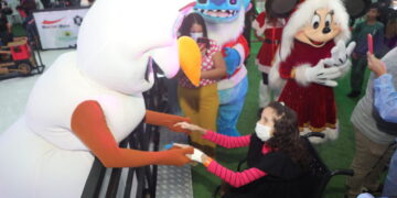 Pacientes crônicos do Hospital Infantil Cosme e Damião são levados para ver luzes natalinas no Parque da Cidade