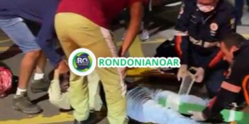 PROCUARADO: Idoso motoboy fica ferido em colisão no centro de Porto Velho após motociclista furar sinal e fugir.