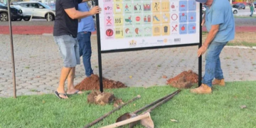 Rotary Club de Rolim de Moura e Casa da Amizade instalam pranchas de Comunicação Alternativa na Praça Durvalino de Oliveira e no Espaço Gaia Amiga