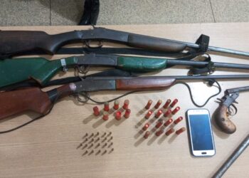 PMRO apreende quatro armas de fogo após denúncia de cárcere privado na zona rural de Nova Mamoré