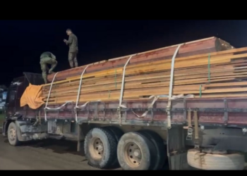 POLÍCIA MILITAR FLAGRA TRANSPORTE IRREGULAR DE MADEIRA EM MACHADINHO D’OESTE