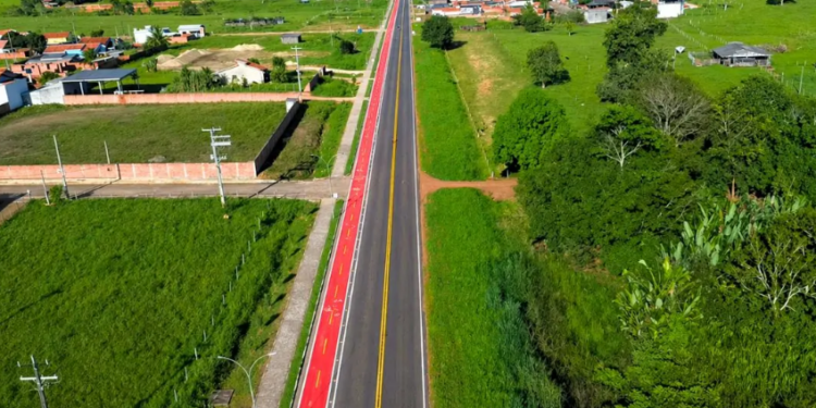 Ciclofaixa é implantada pelo governo de Rondônia no perímetro urbano da RO-470 em Nova União