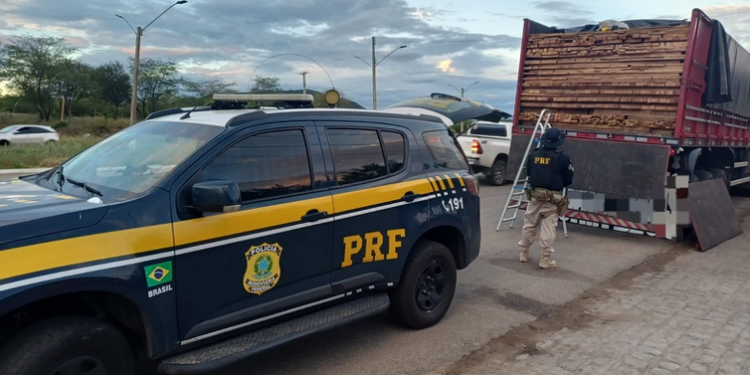 PRF e IBAMA apreendem 165 m³ de madeira ilegal durante operação no Sertão
