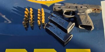 PRF prende motociclista com pistola 9mm, 2 carregadores e 20 munições na BR-040