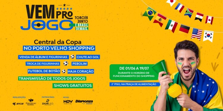 Central da Copa começa em 1º de junho com transmissões e atividades no Porto Velho Shopping