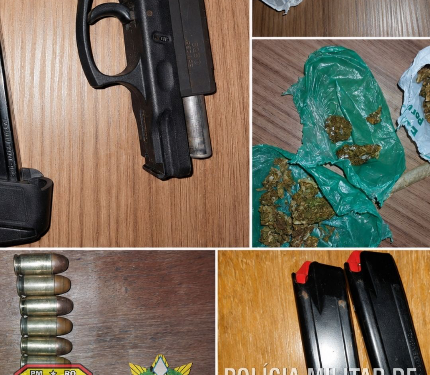 POLÍCIA MILITAR PRENDE DOIS HOMENS E APREENDE ARMA E DROGAS DURANTE AÇÃO NO BAIRRO ORLEANS
