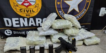 DENARC e Receita Federal apreendem 12 quilos de skunk e pistola 9 mm em Ji-Paraná