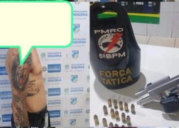 Força Tática faz prisão de um elemento faccionado que foi preso com pistola durante abordagem no bairro Porto Cristo