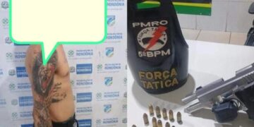 Força Tática faz prisão de um elemento faccionado que foi preso com pistola durante abordagem no bairro Porto Cristo