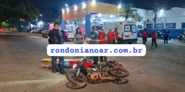 Motociclista fica gravemente ferido em colisão em frente ao Hospital João Paulo II
