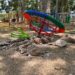 Parque Circuito tem brinquedos danificados, lixeiras quebradas e pichações menos de uma semana após revitalização