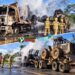 Incêndio destrói caminhão e trator e interdita a BR-364 em Pimenta Bueno